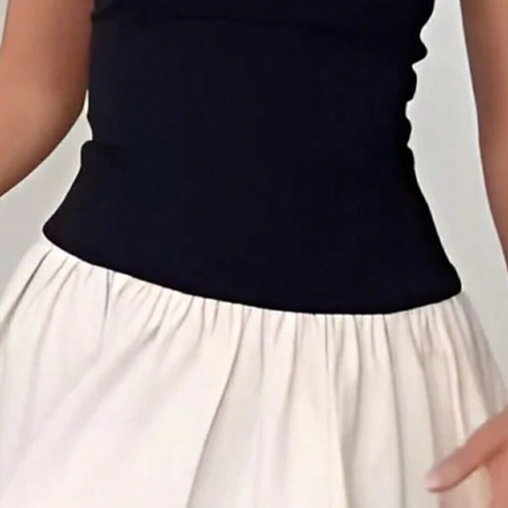 Two-Tone Casual Women's Strapless Ruffle Hem Mini Dress - Picture 5 of 5